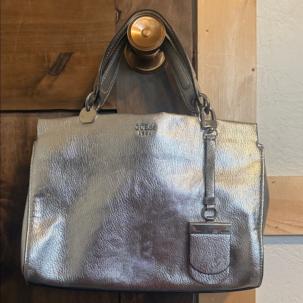 GUESS Metallic Silver Shoulder Bag